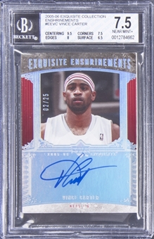2005-06 UD "Exquisite Collection" Enshrinements #EEVC Vince Carter Signed Card (#02/25) - BGS NM+ 7.5/BGS 9